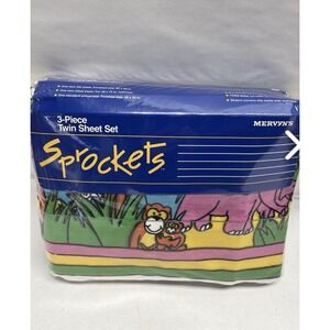 Vintage Sprockets Jungle Land Twin Sheet Set and Comforter Mervyns Animals New